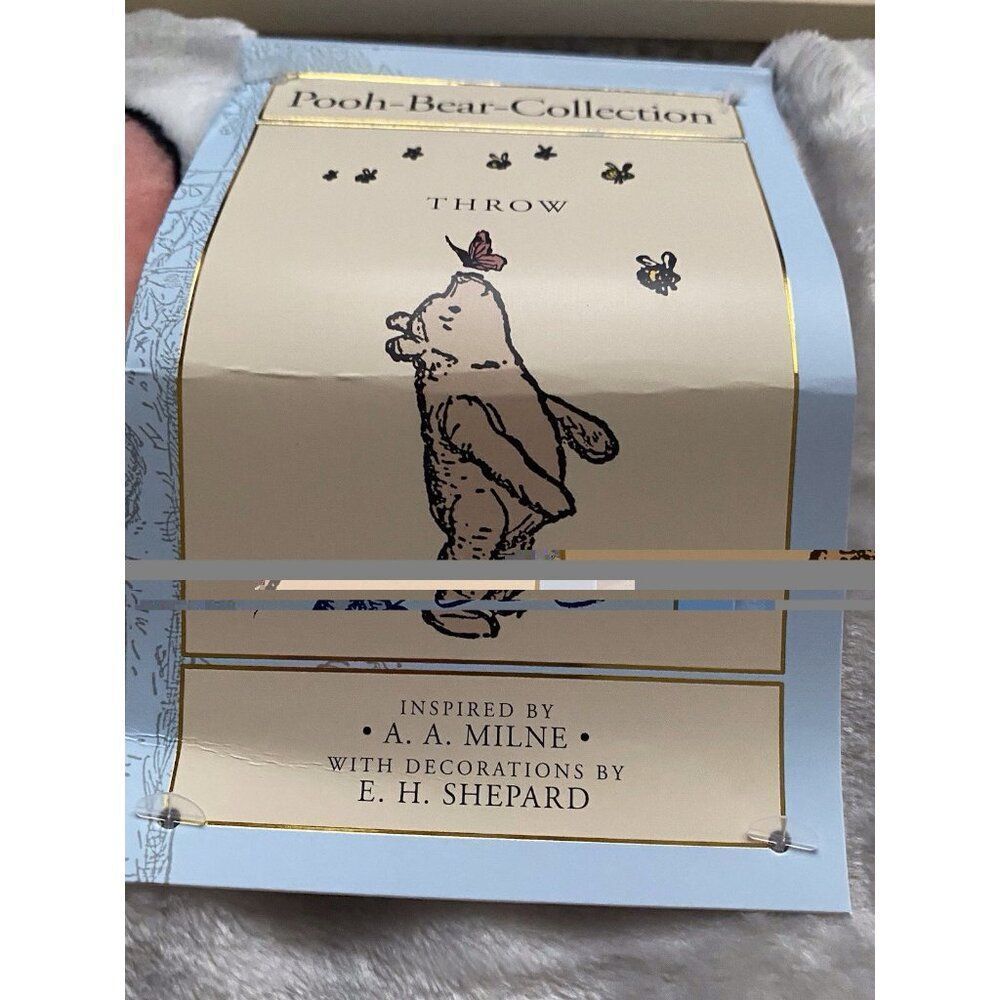 Pooh Bear Collection Winnie The Pooh Balloon Throw Blanket 50” X 70” Grey NEW - Picture 3 of 8